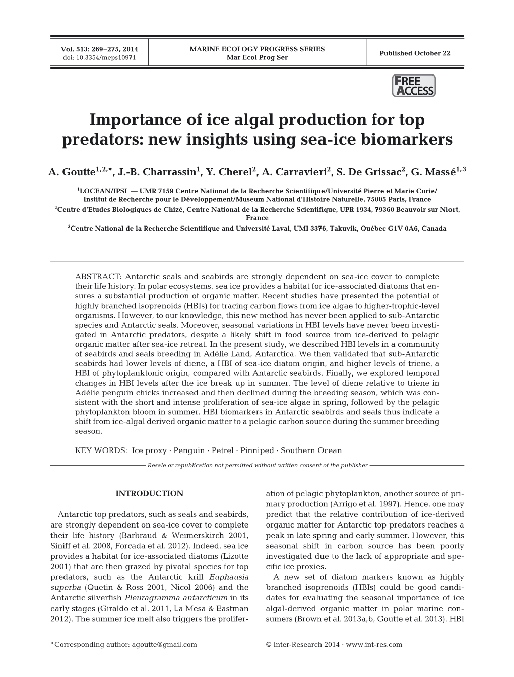 Importance of Ice Algal Production for Top Predators: New Insights Using Sea-Ice Biomarkers