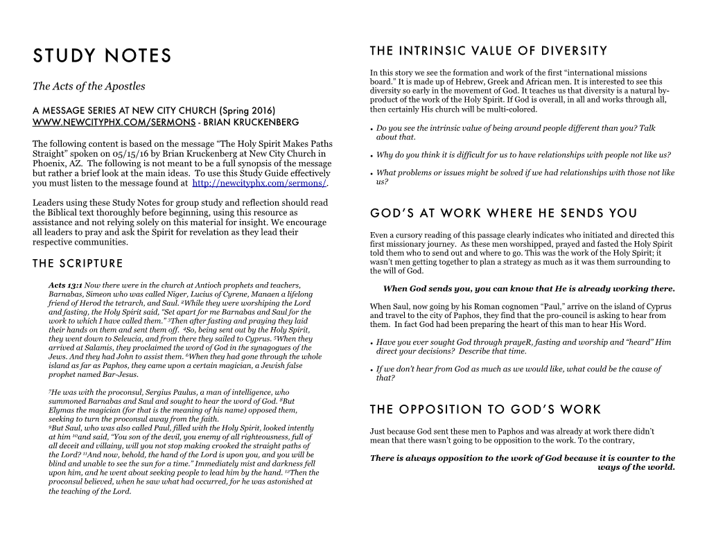 The Acts of the Apostles Diversity So Early in the Movement of God