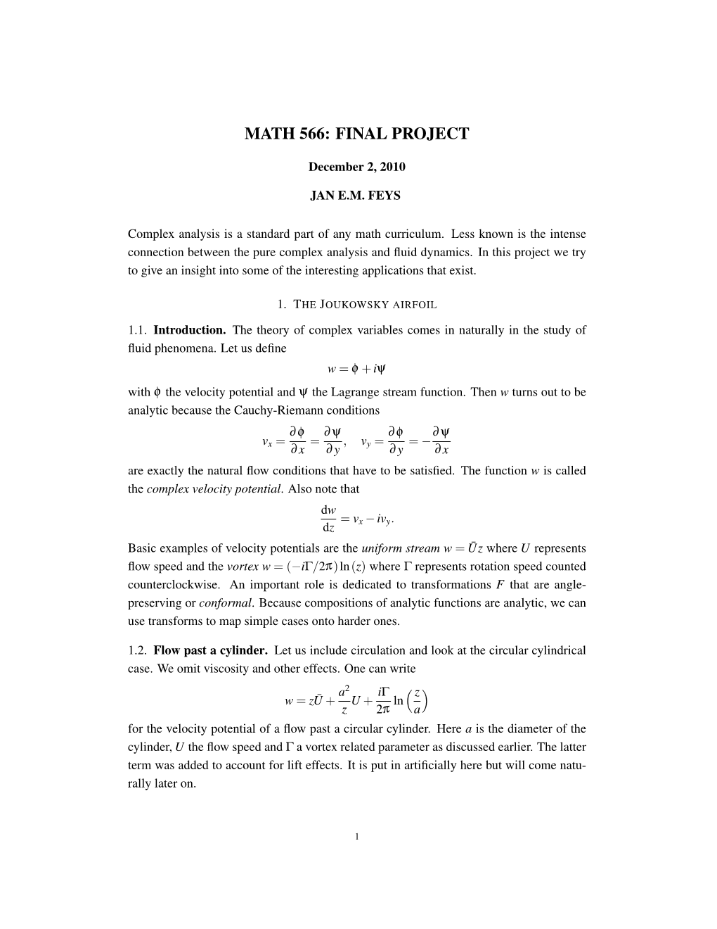 Complex Analysis in Fluid Mechanics