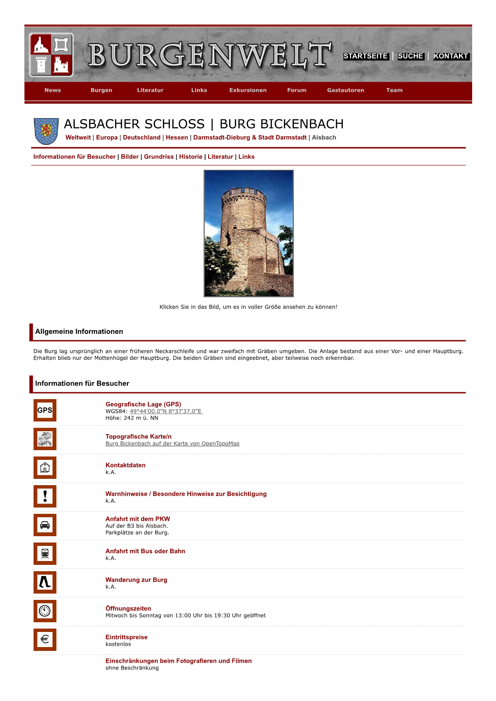 ALSBACHER SCHLOSS | BURG BICKENBACH Weltweit | Europa | Deutschland | Hessen | Darmstadt-Dieburg & Stadt Darmstadt | Alsbach