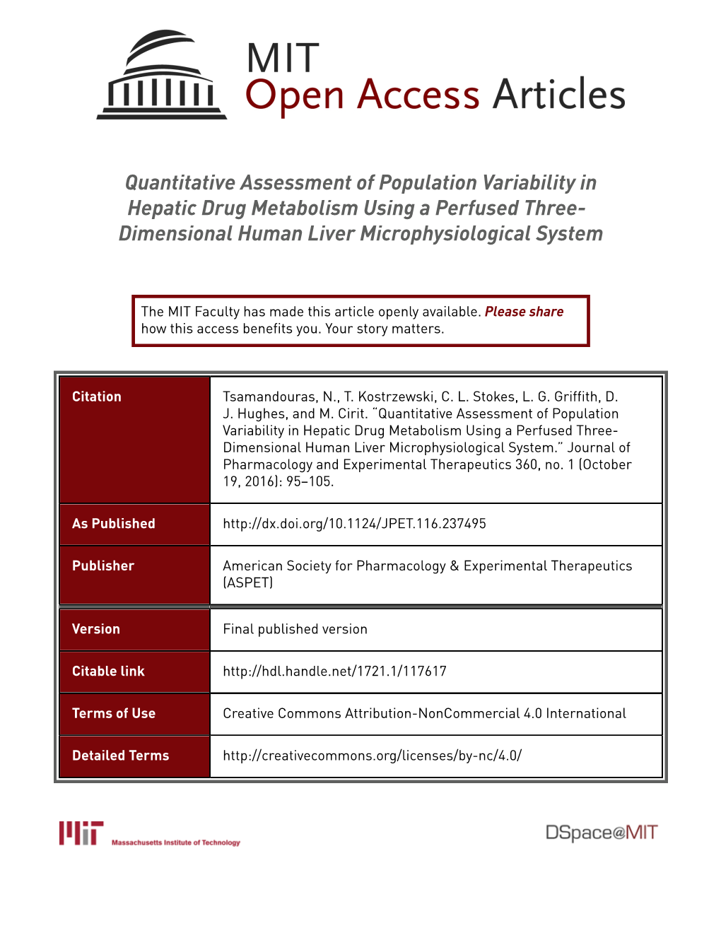 Quantitative Assessment of Population Variability in Hepatic Drug Metabolism Using a Perfused Three-Dimensional Human Liver Microphysiological System S