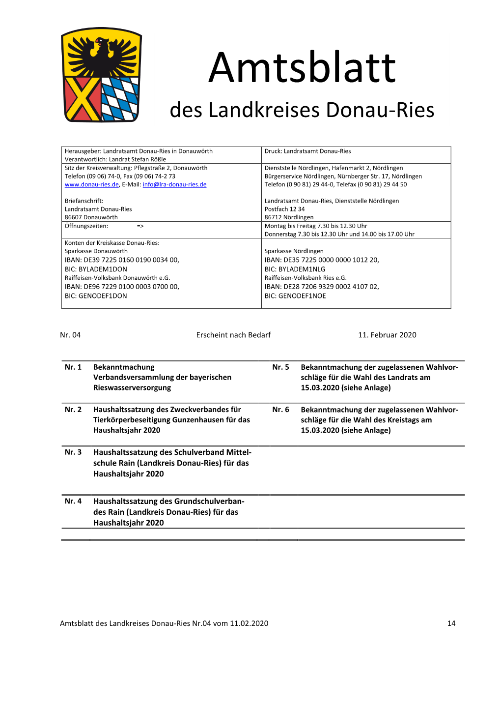 Amtsblatt Des Landkreises Donau-Ries