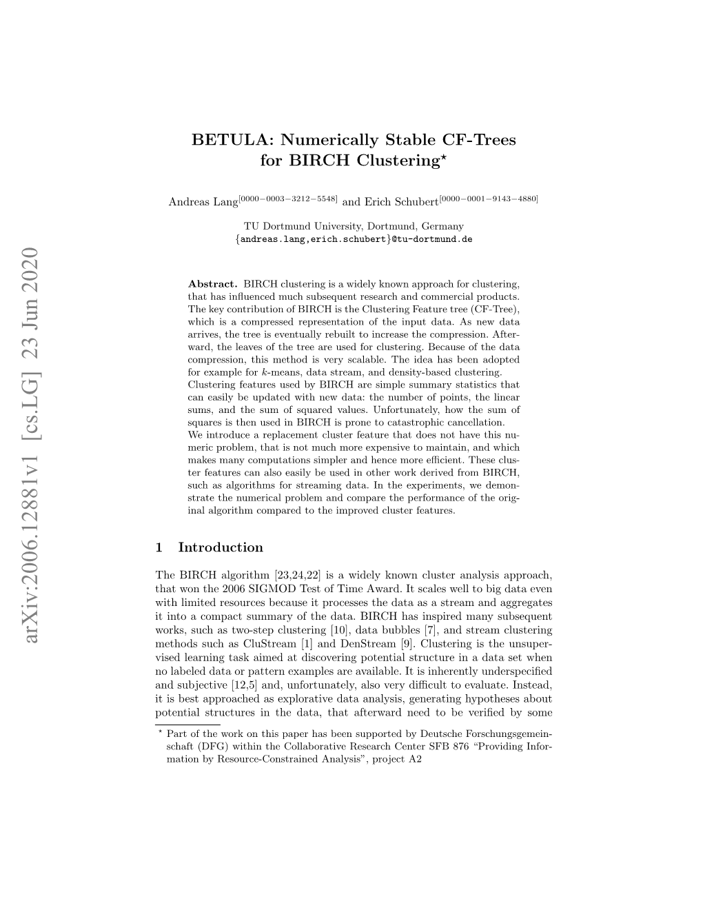 BETULA: Numerically Stable CF-Trees for BIRCH Clustering?