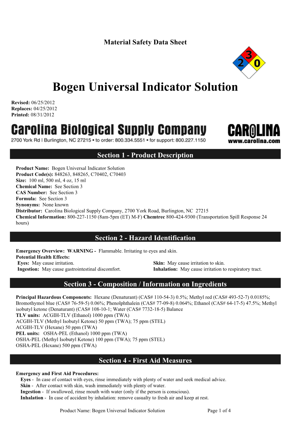 Bogen Universal Indicator Solution