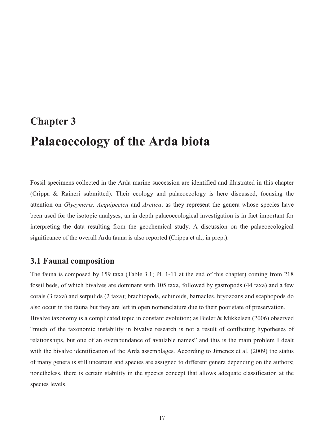 Palaeoecology of the Arda Biota