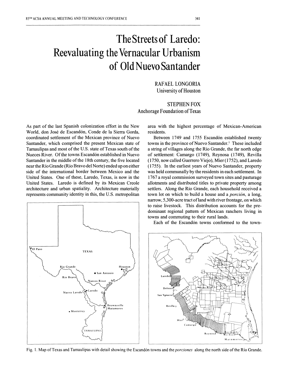 The Streets of Laredo: Reevaluating the Vernacular Urbanism of Old Nuevo Santander