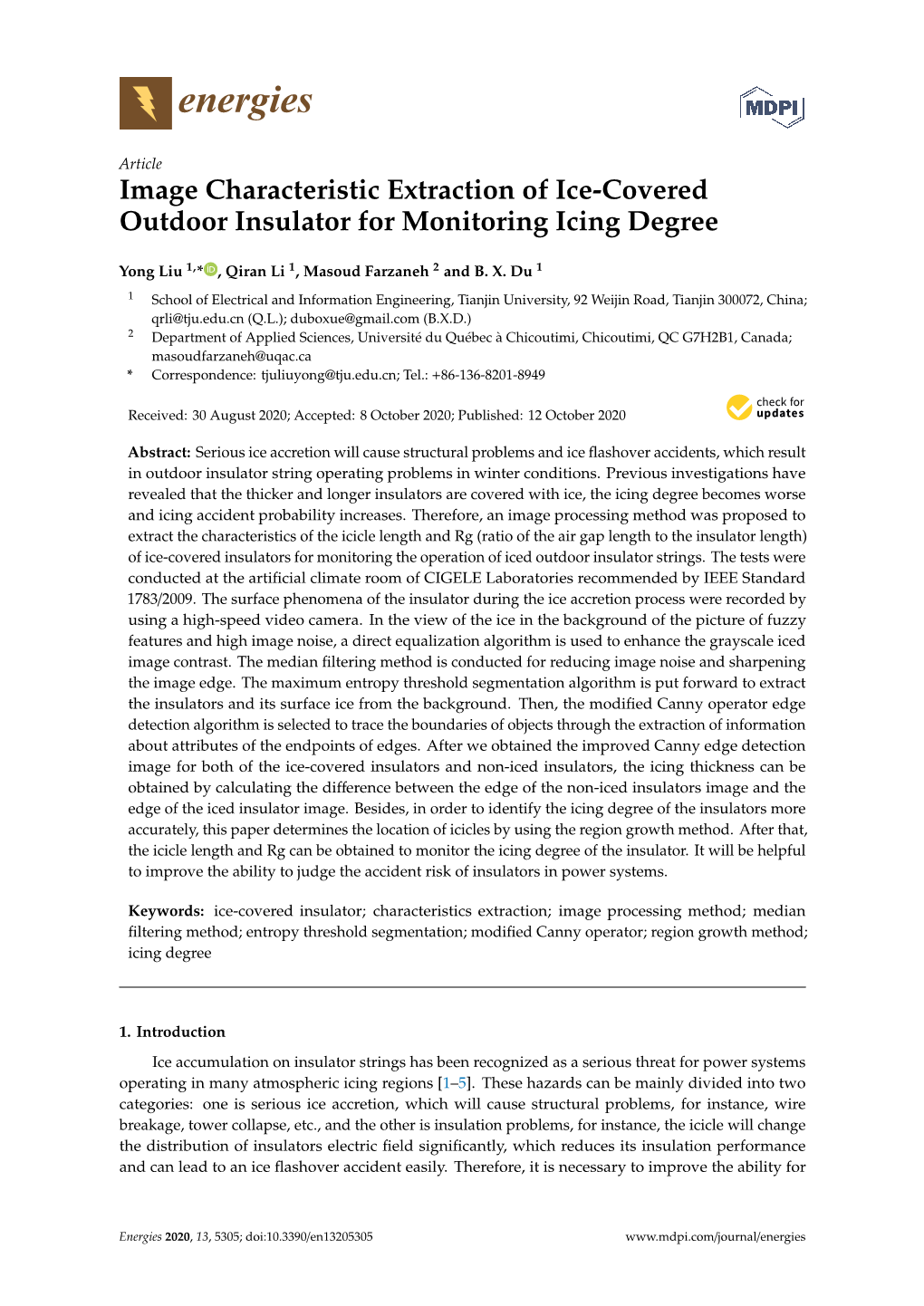 Image Characteristic Extraction of Ice-Covered Outdoor Insulator for Monitoring Icing Degree