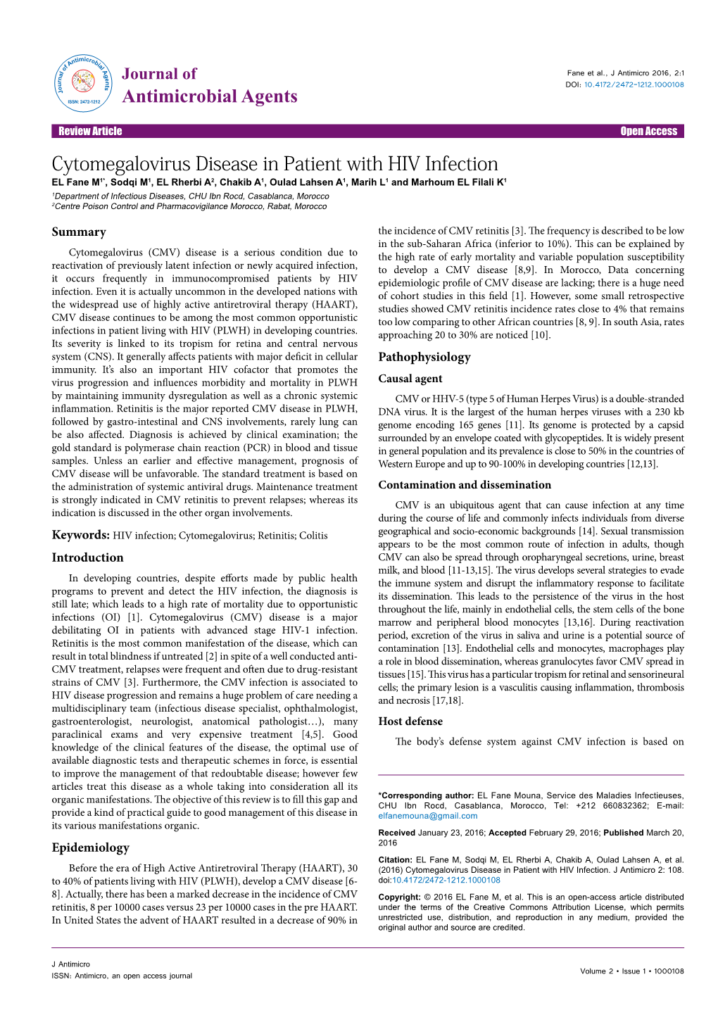 Cytomegalovirus Disease in Patient with HIV Infection