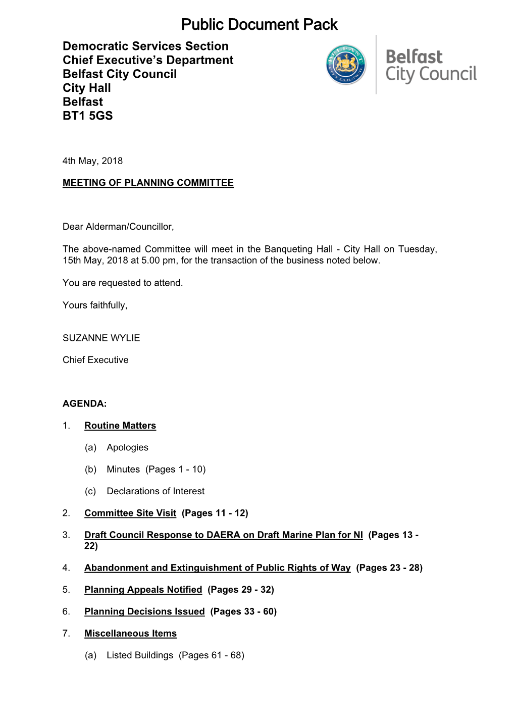 Agenda Document for Planning Committee, 15/05/2018 17:00