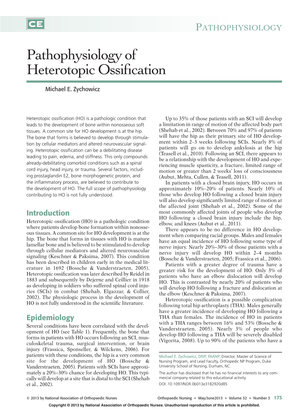 Pathophysiology of Heterotopic Ossification