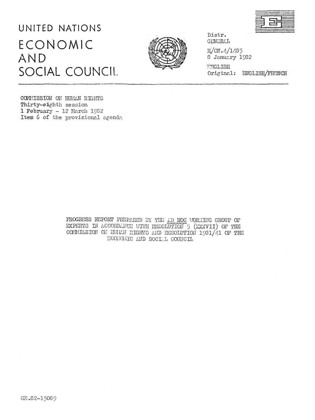 Economic and Social Council Approved This Resolution by Decision I98I/137