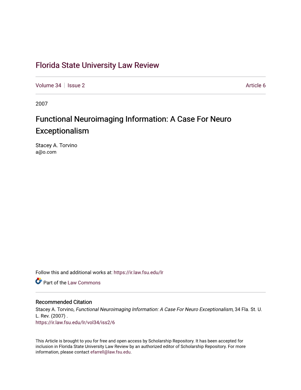 Functional Neuroimaging Information: a Case for Neuro Exceptionalism