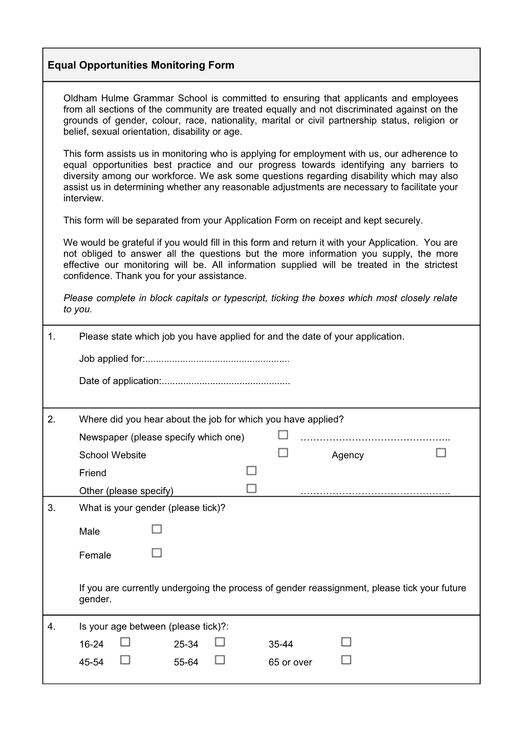 Equal Opportunities Monitoring Form s7