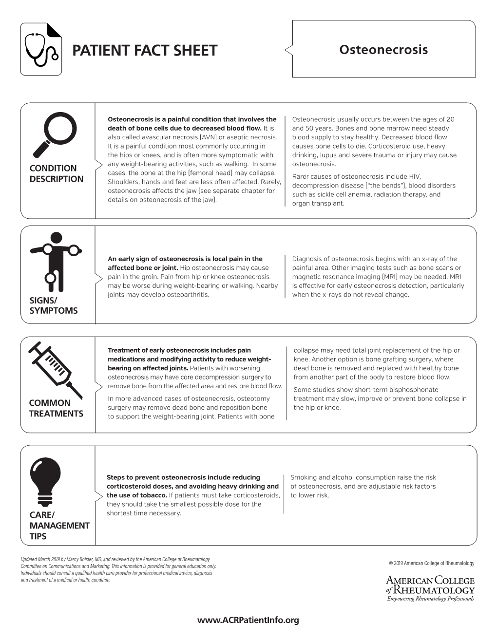 PATIENT FACT SHEET Osteonecrosis