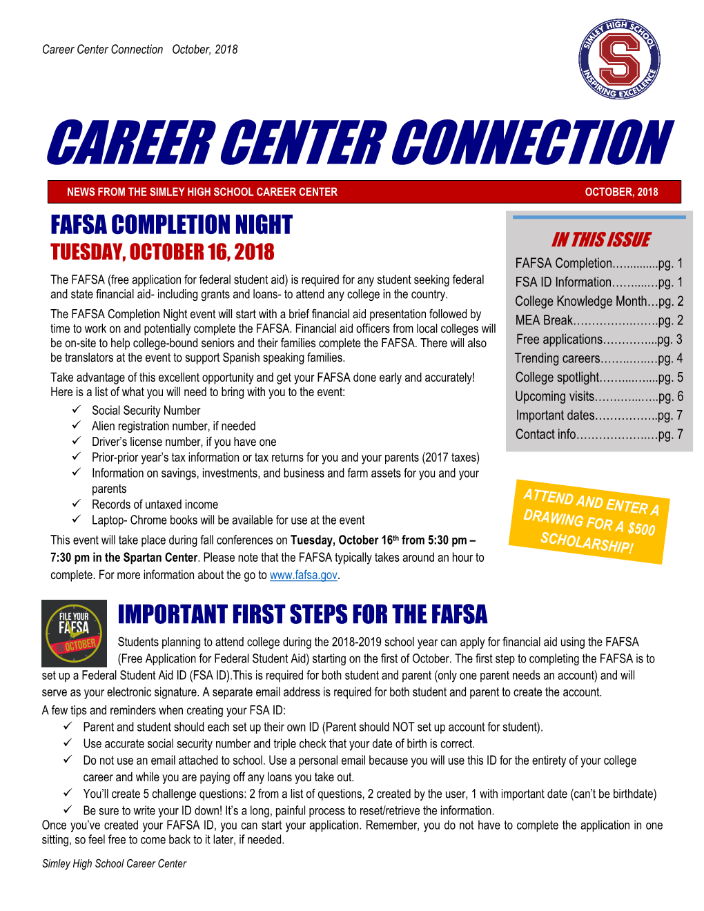 Career Center Connection October, 2018