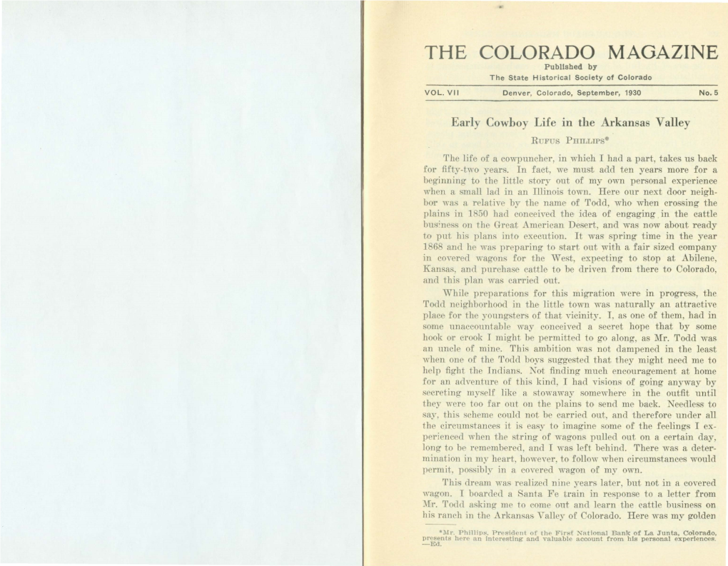 COLORADO MAGAZINE Published by the State Historical Society of Colorado