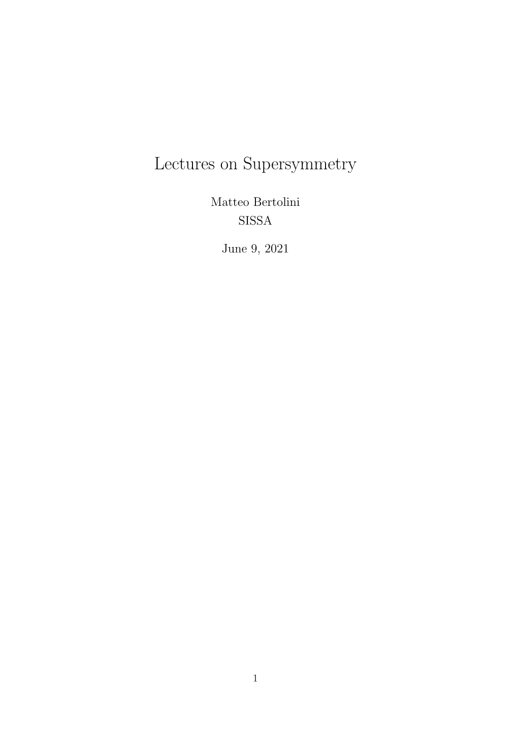 Lectures on Supersymmetry