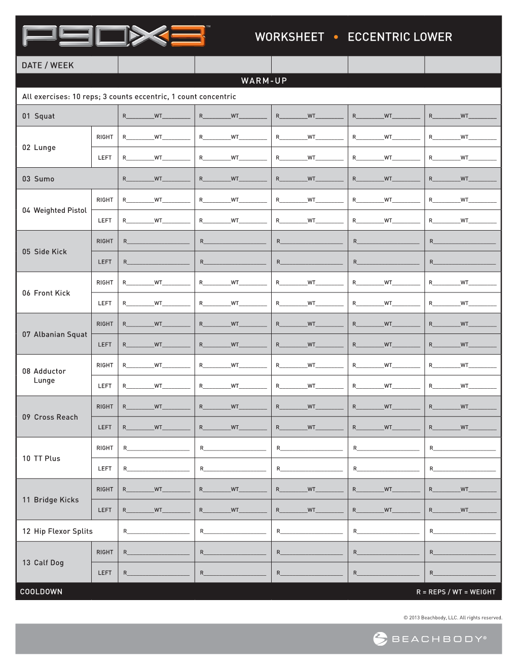 P90X3 Workout Sheets