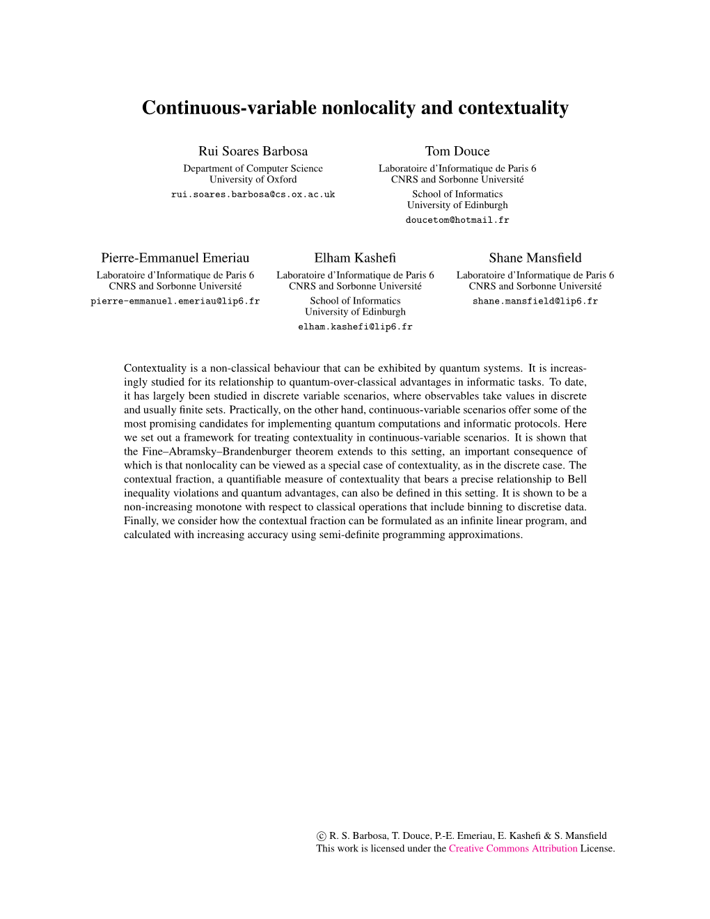 Continuous Variable Nonloclality and Contextuality