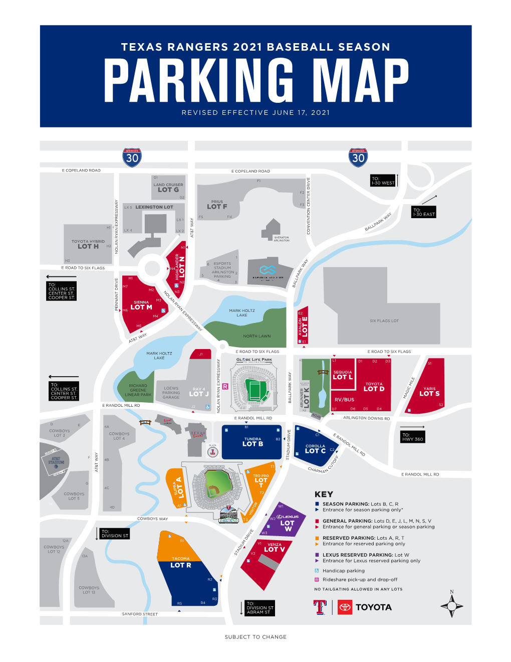 Texas Rangers 2021 Baseball Season Parking