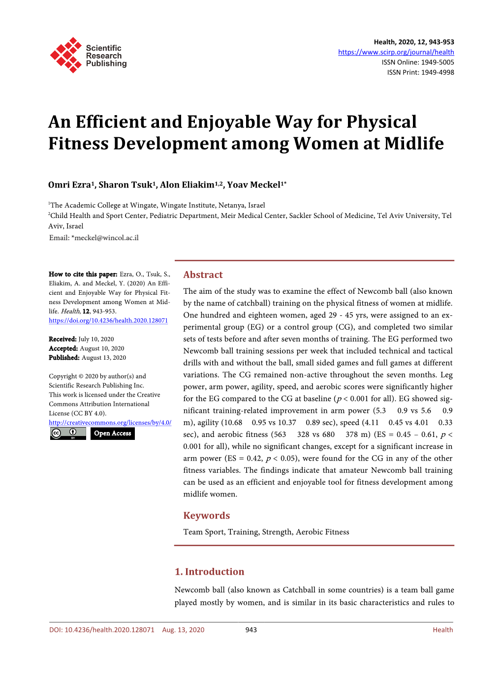 An Efficient and Enjoyable Way for Physical Fitness Development Among Women at Midlife