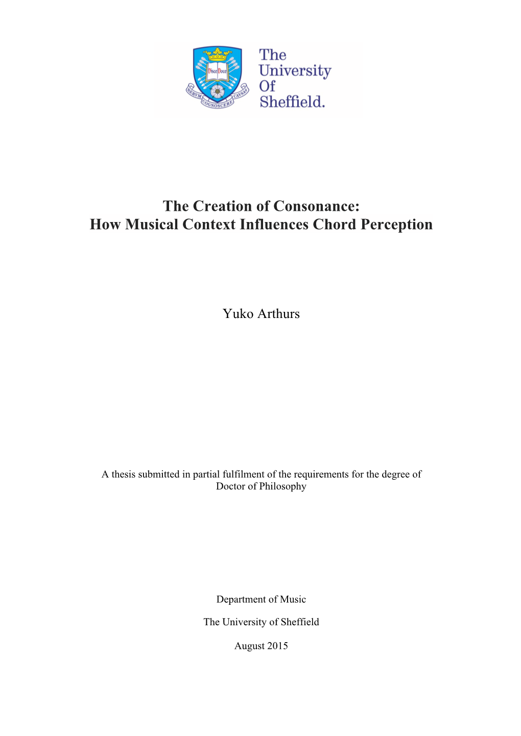 The Creation of Consonance: How Musical Context Influences Chord Perception