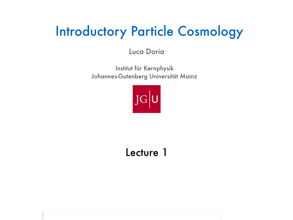 Introductory Particle Cosmology