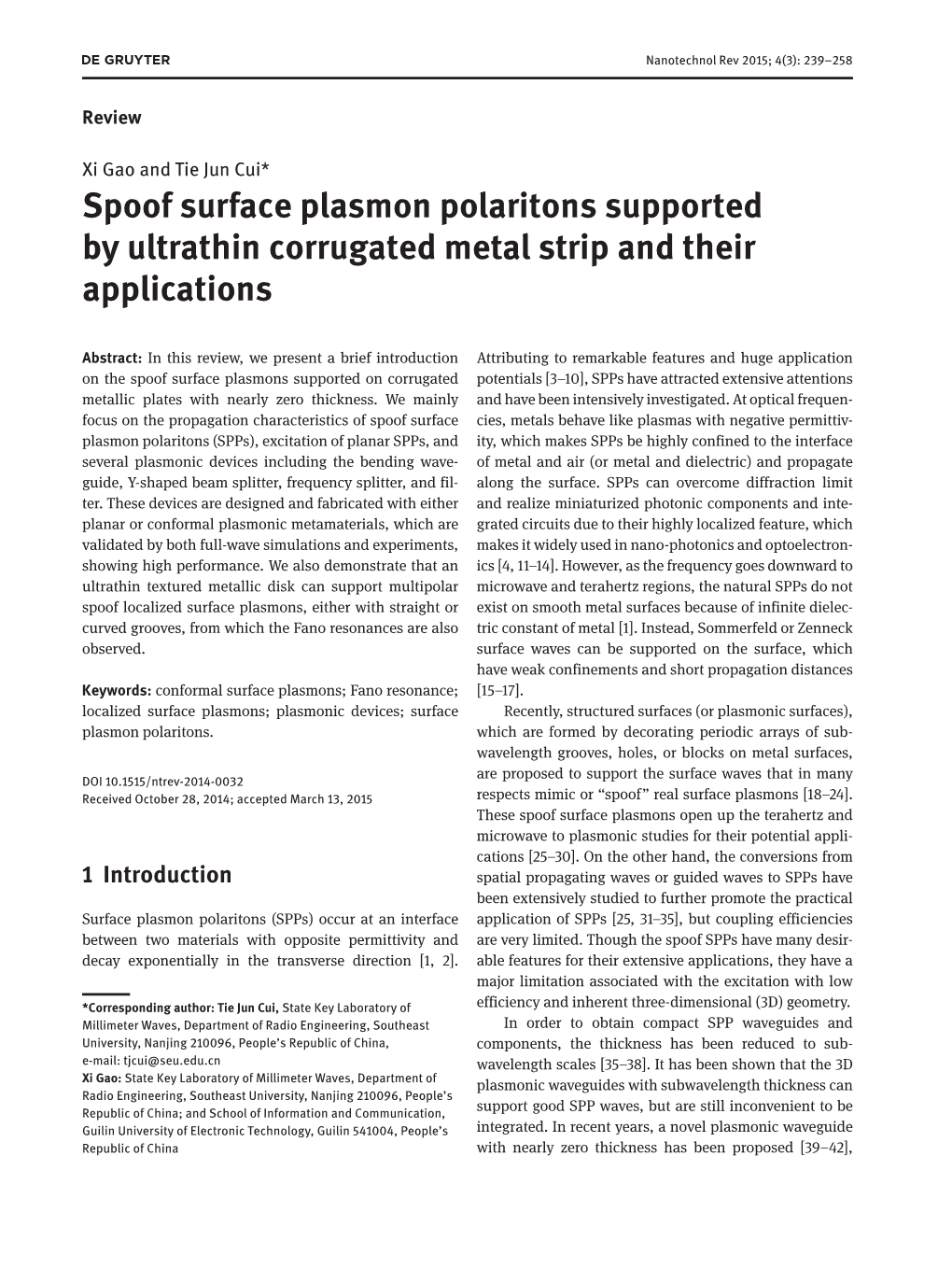 Spoof Surface Plasmon Polaritons Supported by Ultrathin Corrugated Metal Strip and Their Applications