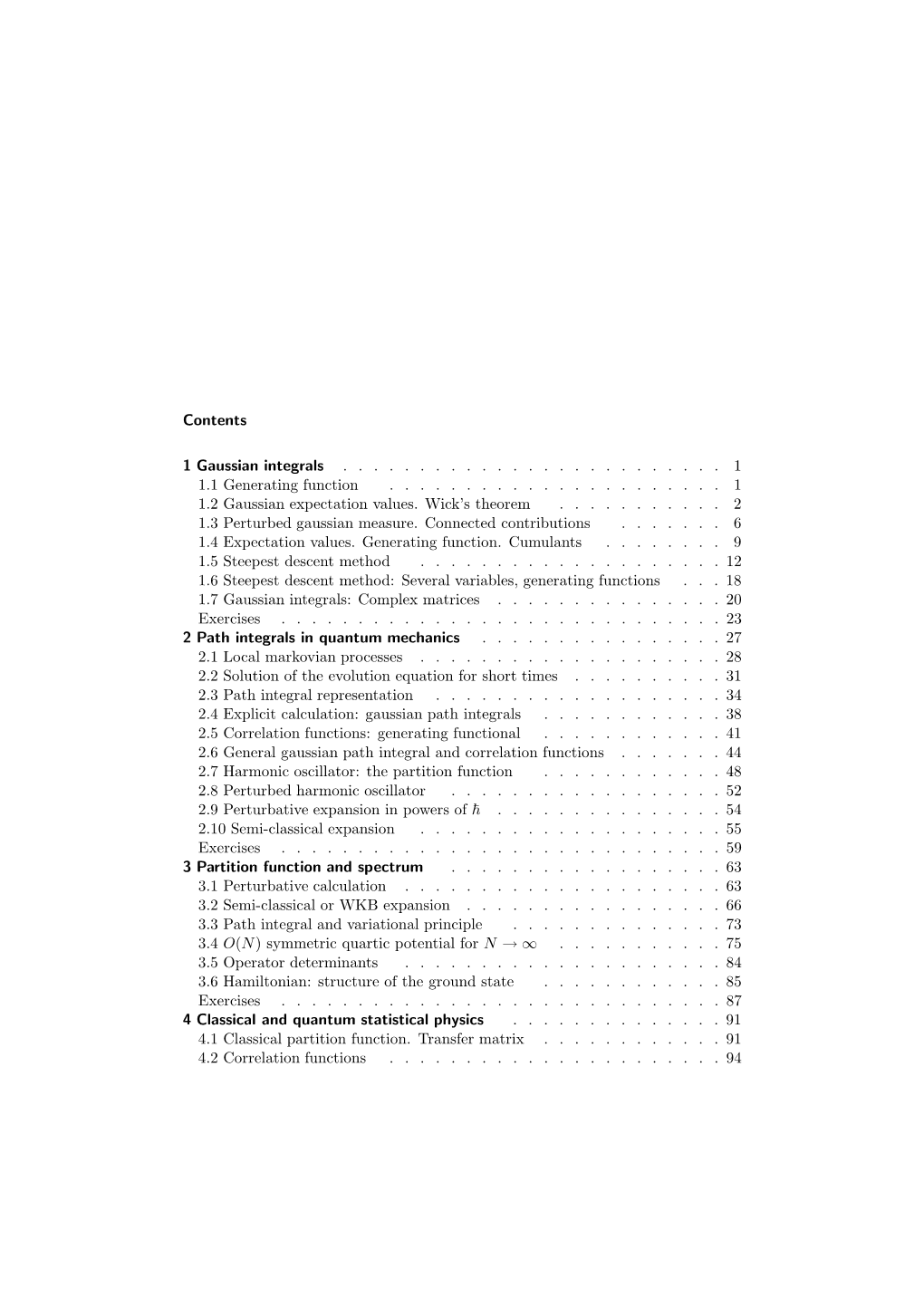 Contents 1 Gaussian Integrals ...1 1.1