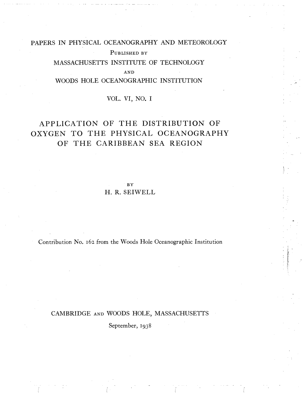 Oxygen to the Physical Oceanography of the Caribbean Sea Region