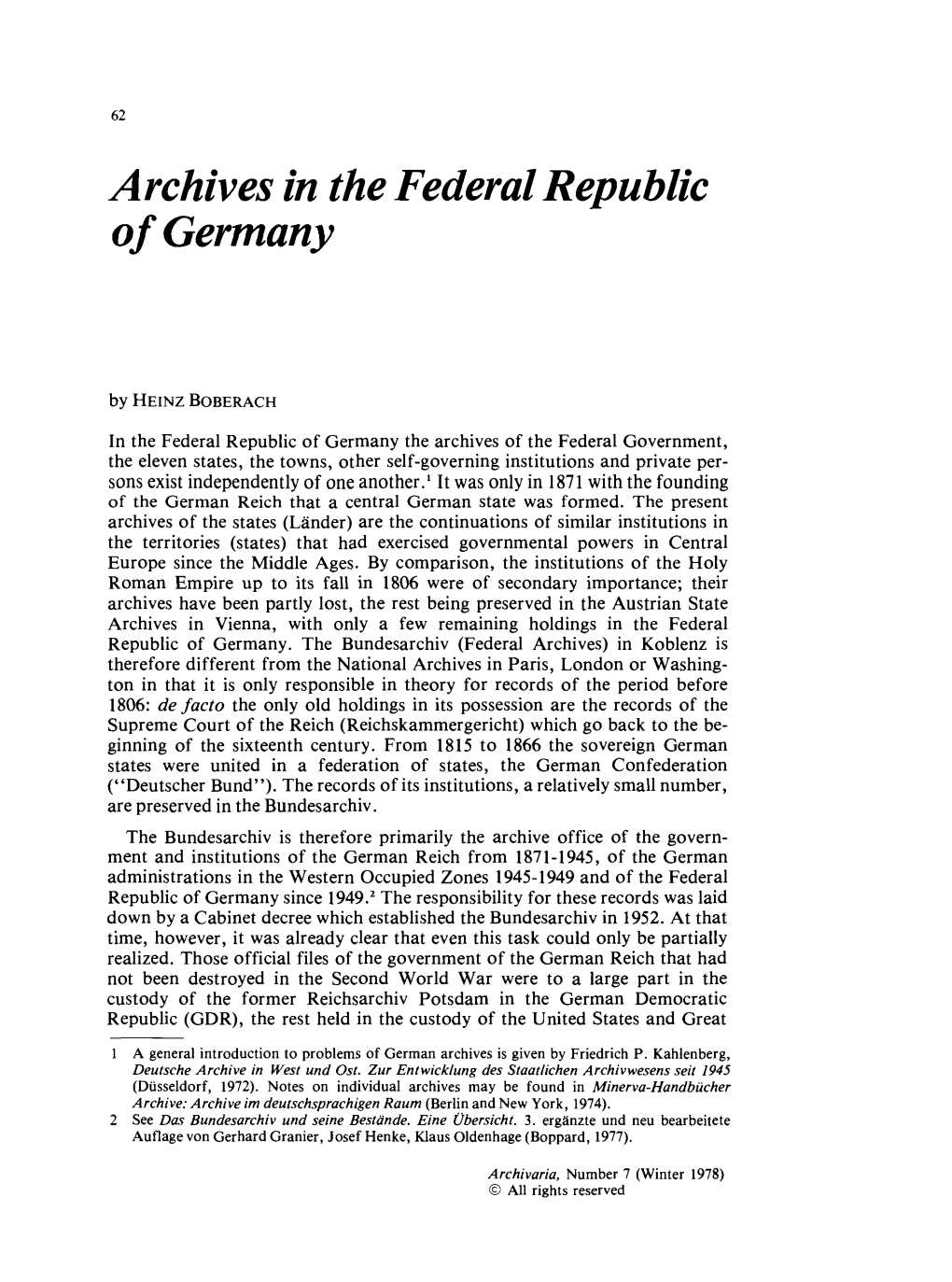 Archives in the Federal Republic of Germany