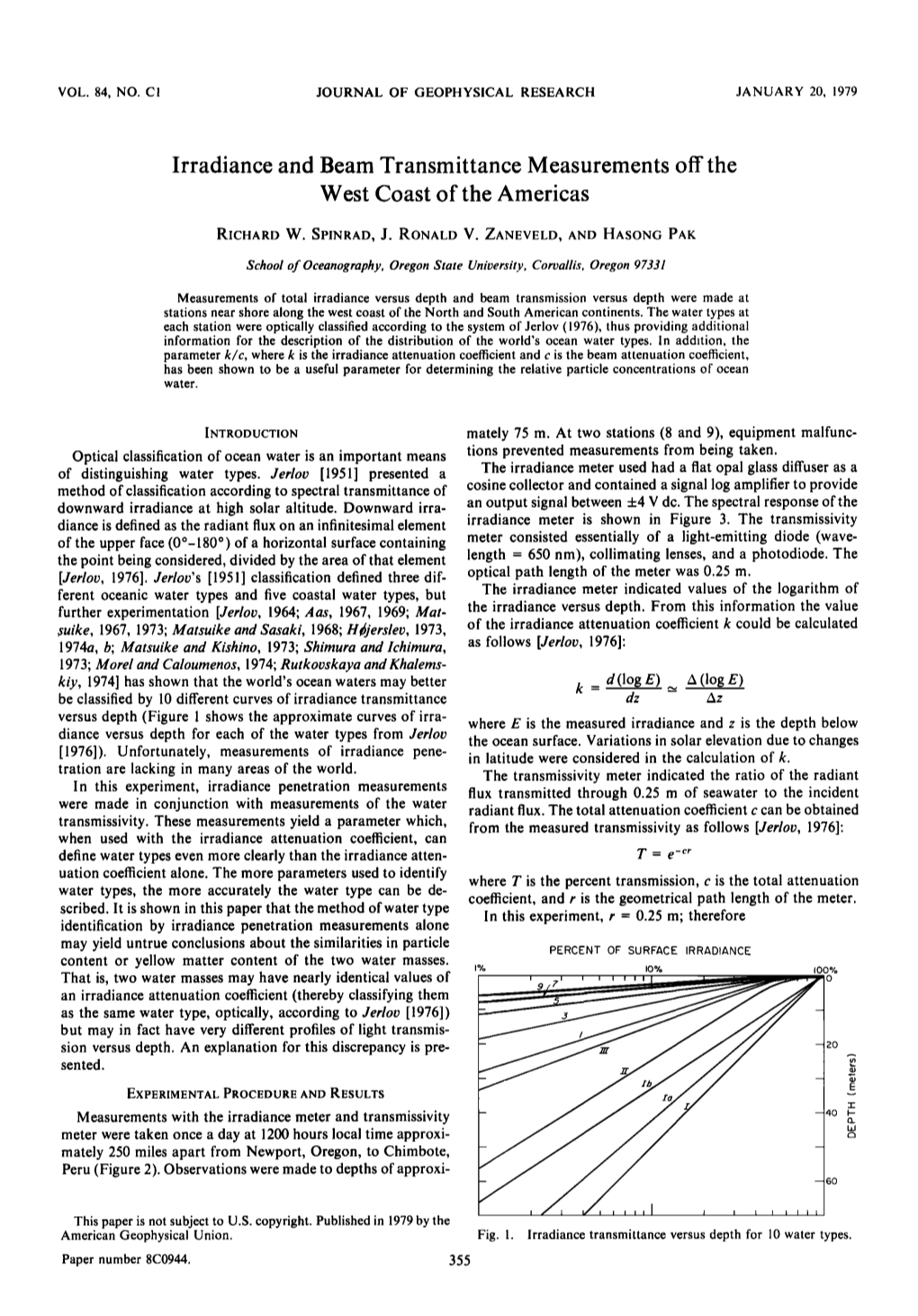 Irradiance and Beam Transmittance Measurements Off the West Coast of the Americas