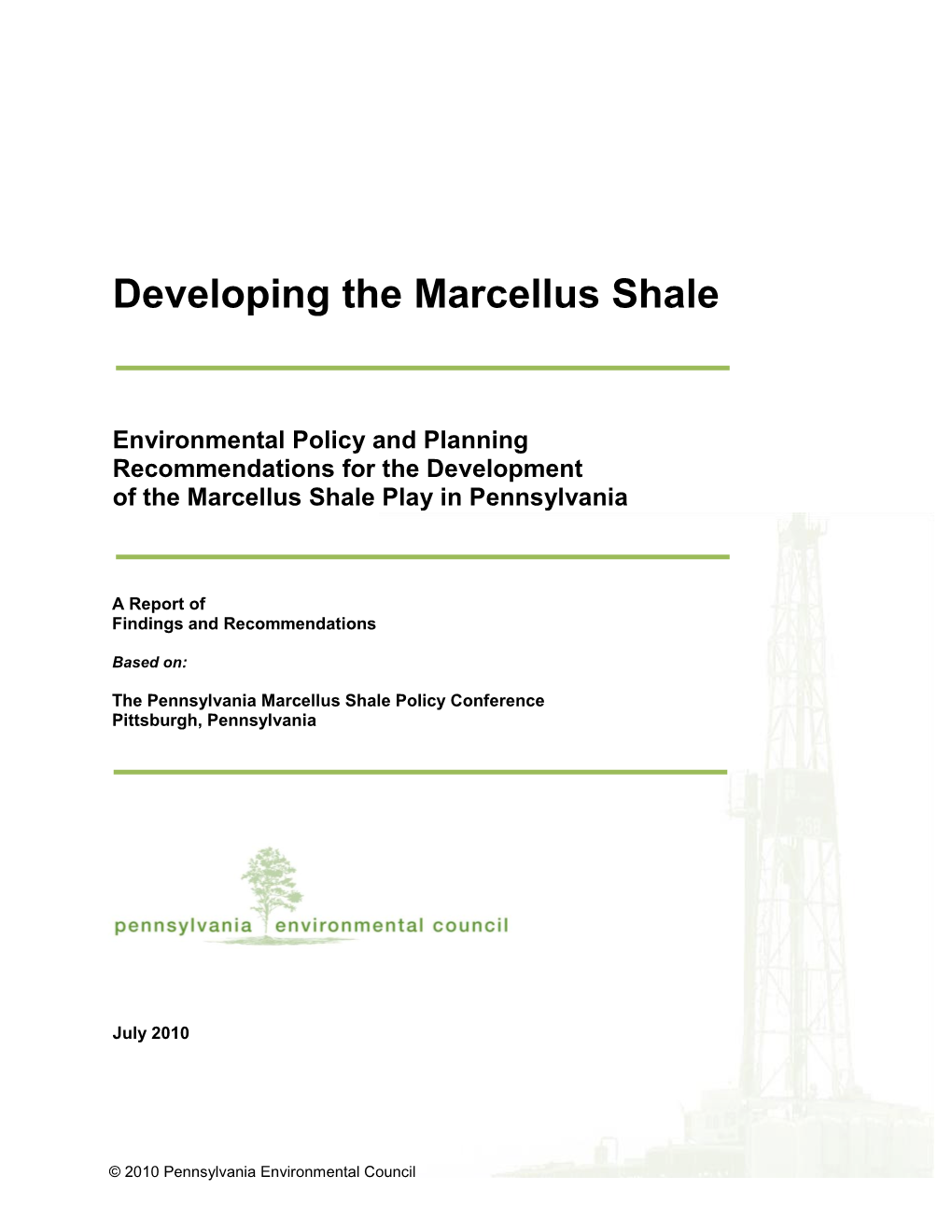 Developing the Marcellus Shale