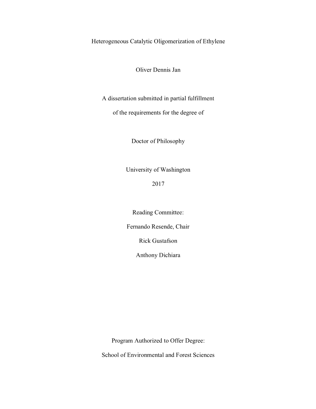 Heterogeneous Catalytic Oligomerization of Ethylene