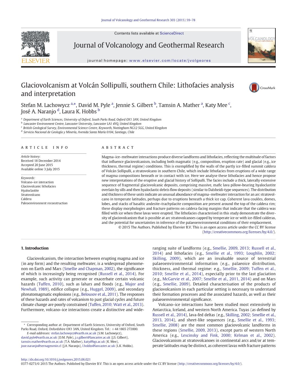 Glaciovolcanism at Volcán Sollipulli, Southern Chile: Lithofacies Analysis and Interpretation