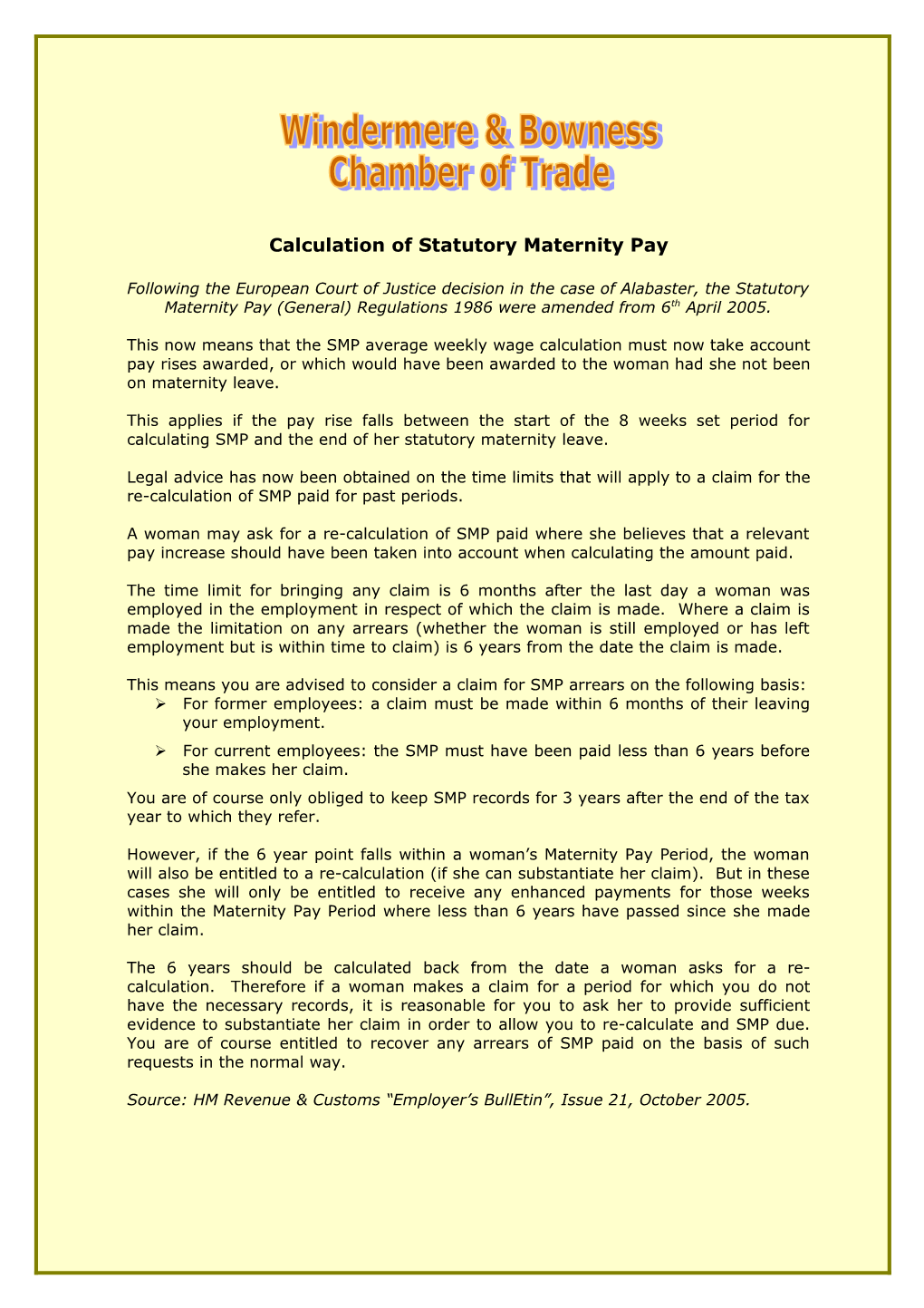 Statutory Maternity Pay