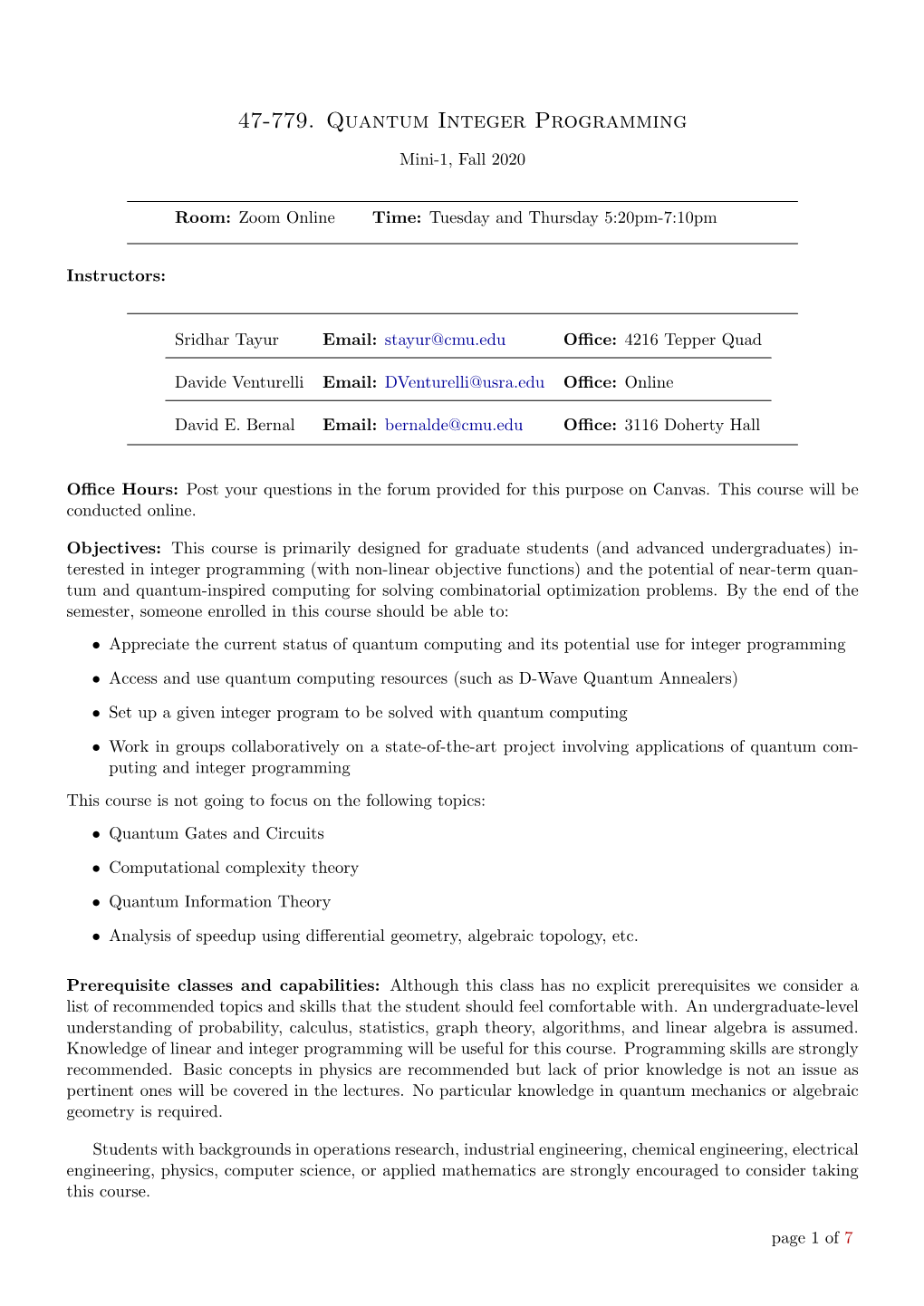 47-779. Quantum Integer Programming