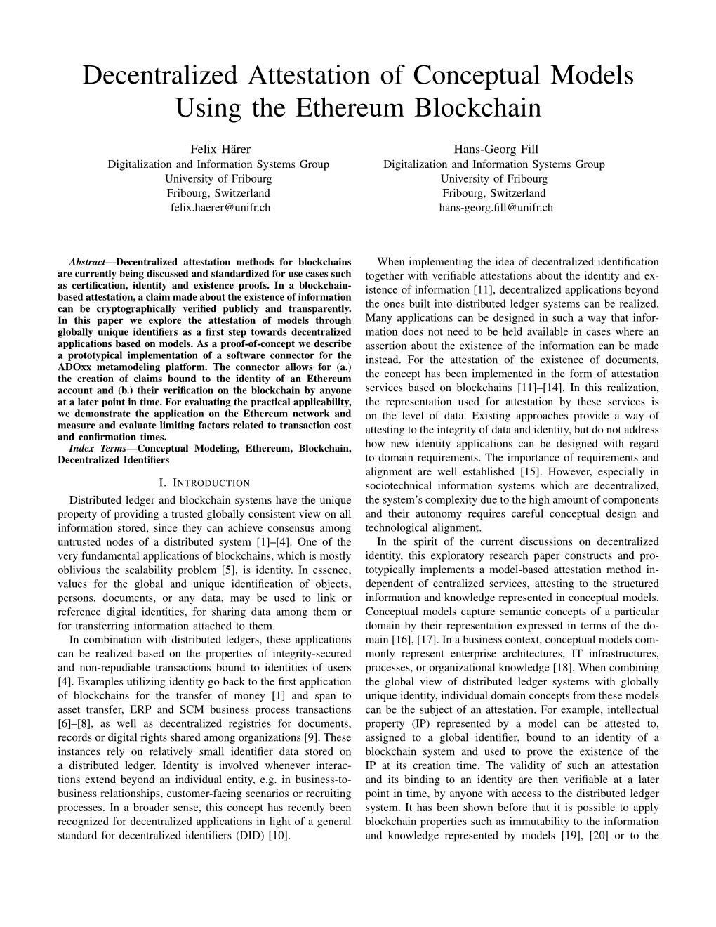 Decentralized Attestation of Conceptual Models Using the Ethereum Blockchain