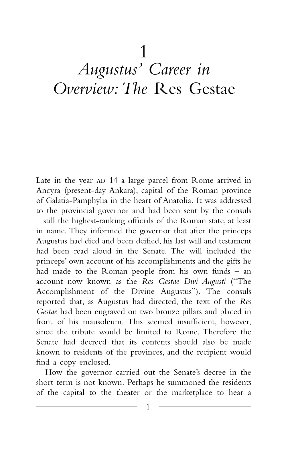 Augustus' Career in Overview: the Res Gestae
