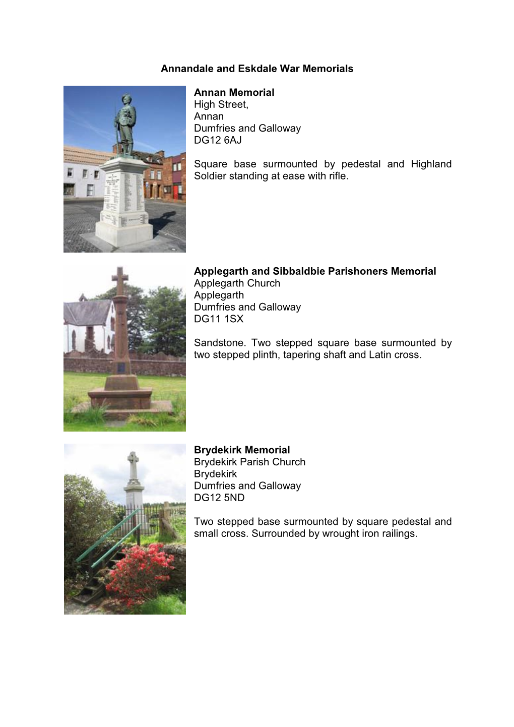 Annandale and Eskdale War Memorials Annan Memorial High