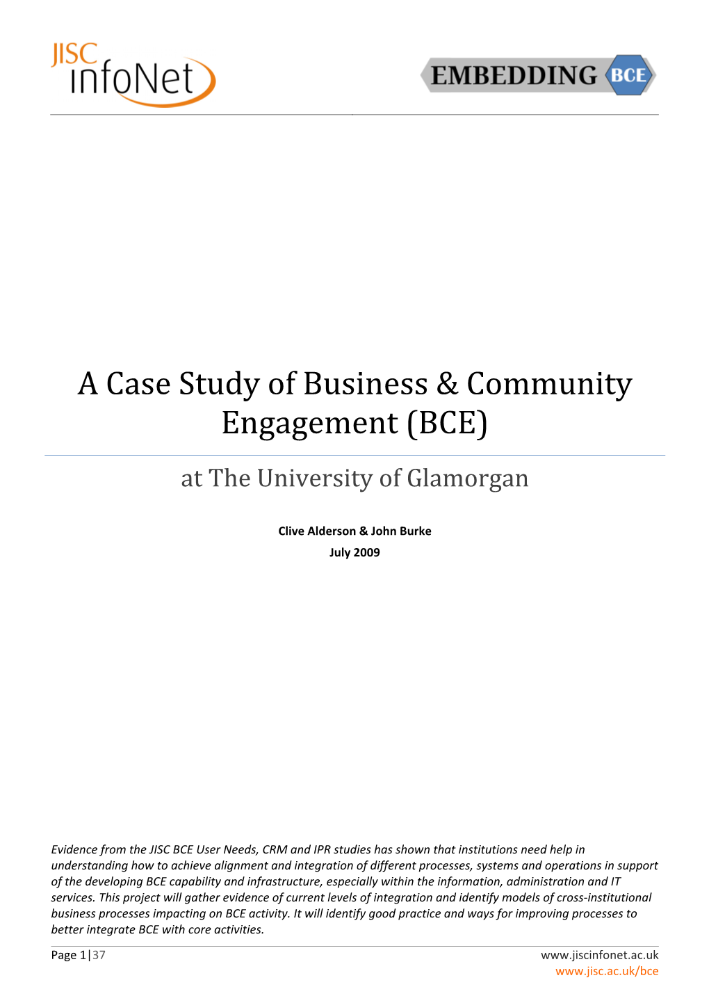 BCE) at the University of Glamorgan