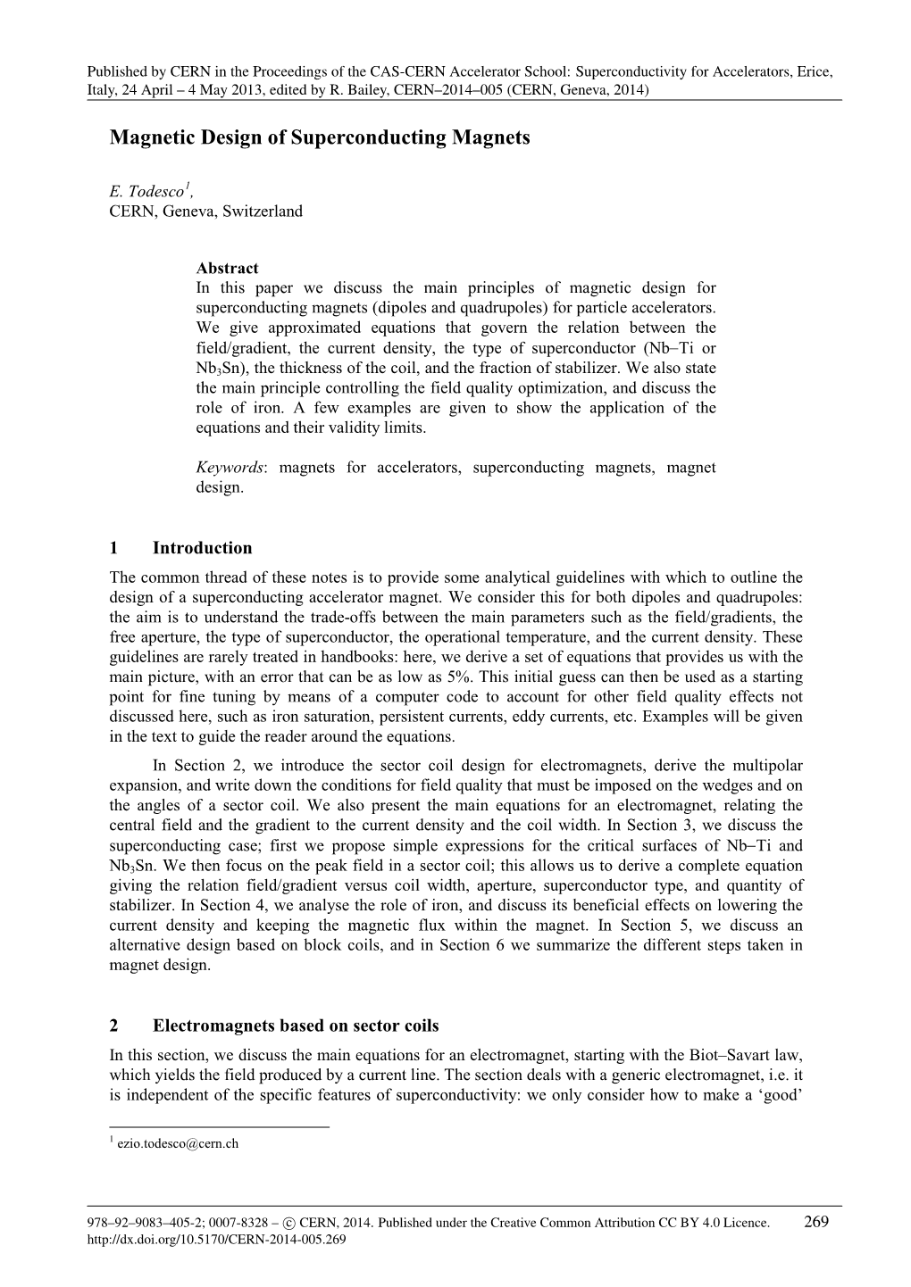 Magnetic Design of Superconducting Magnets