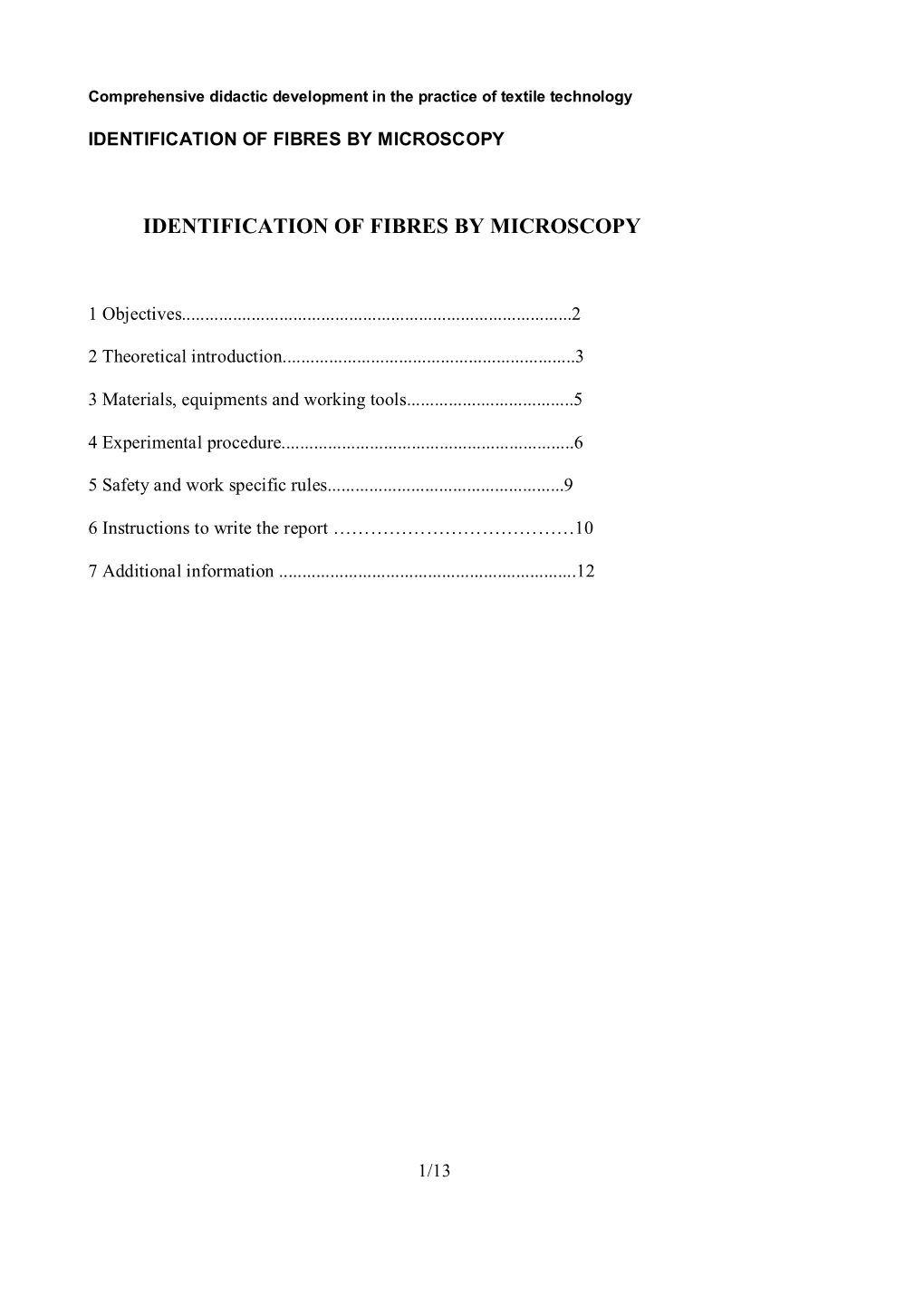 Identification of Fibres by Microscopy