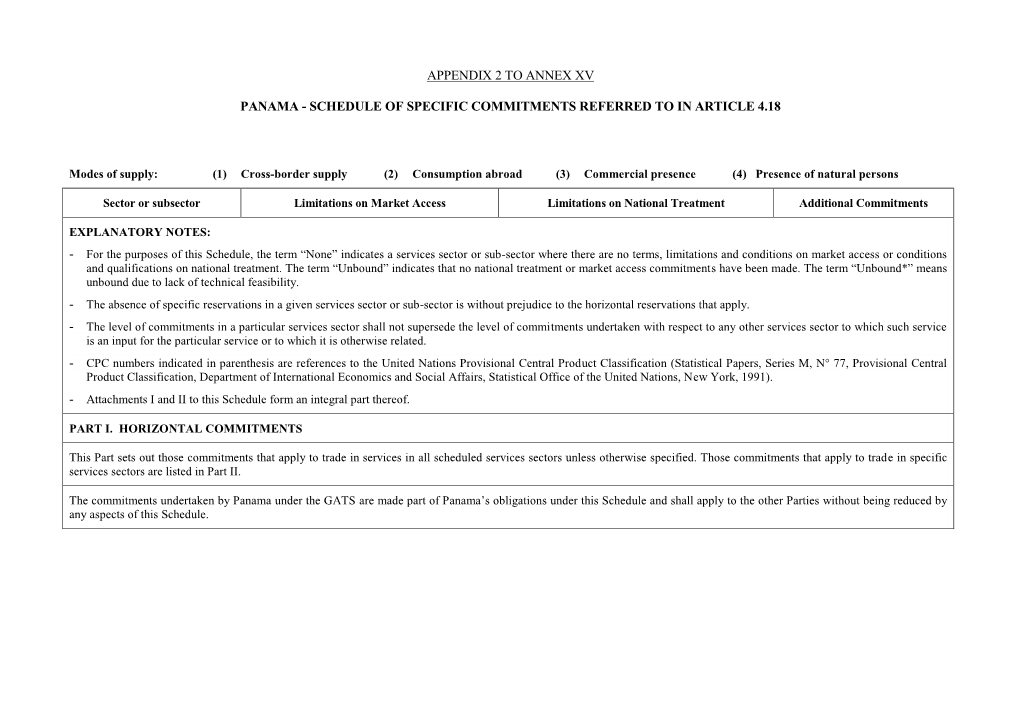 Appendix 2 to Annex Xv Panama