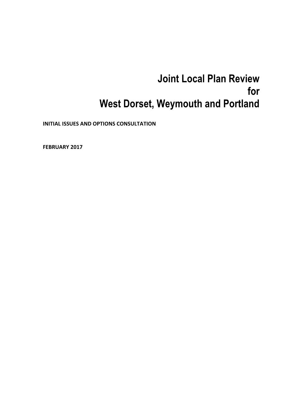 Joint Local Plan Review for West Dorset, Weymouth and Portland