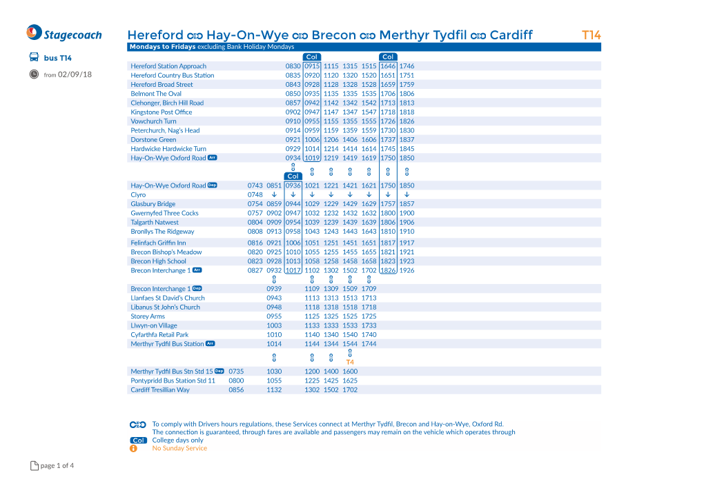 Hereford Hay-On-Wye Brecon Merthyr Tydfil Cardiff