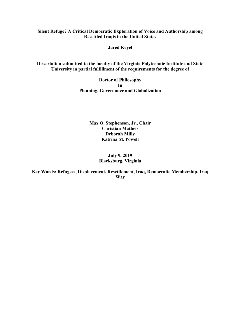 Silent Refuge? a Critical Democratic Exploration of Voice and Authorship Among Resettled Iraqis in the United States