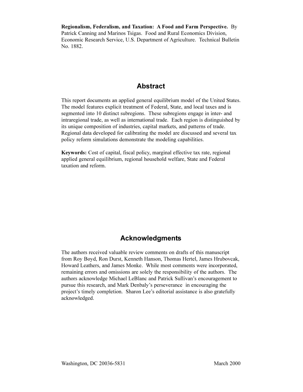 Regionalism, Federalism, and Taxation: a Food and Farm Perspective