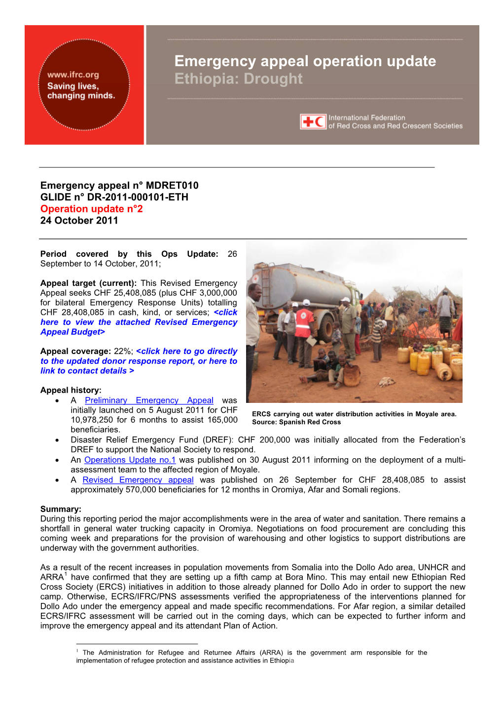 Emergency Appeal Operation Update Ethiopia: Drought