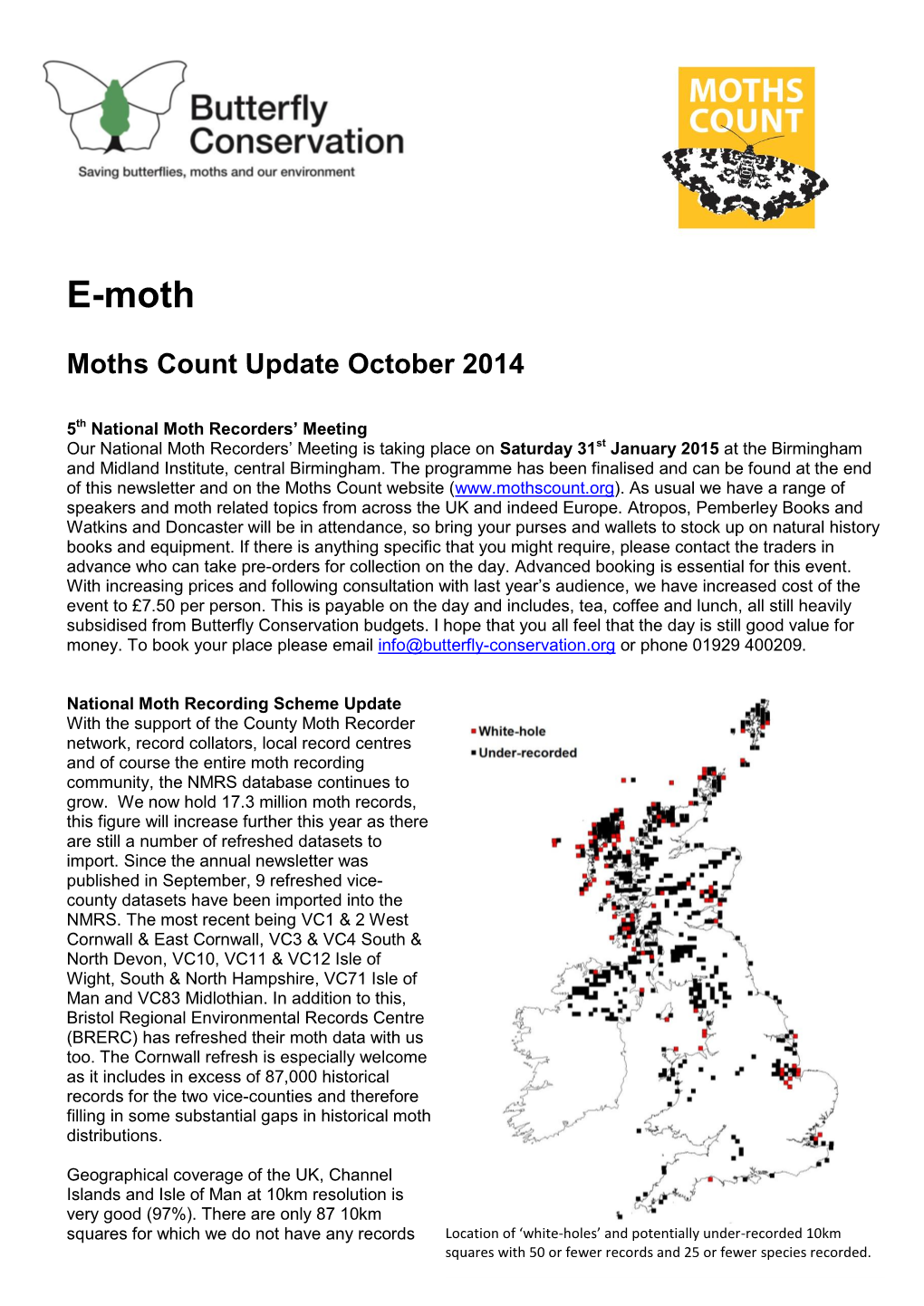 Butterfly Conservation E-Moth Newsletter October 2014
